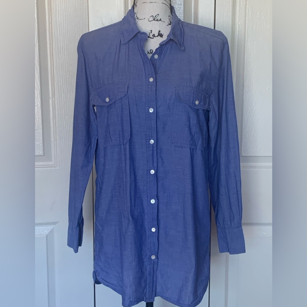 J. Crew Blue Chambray Long Sleeve Button Down Shirt
